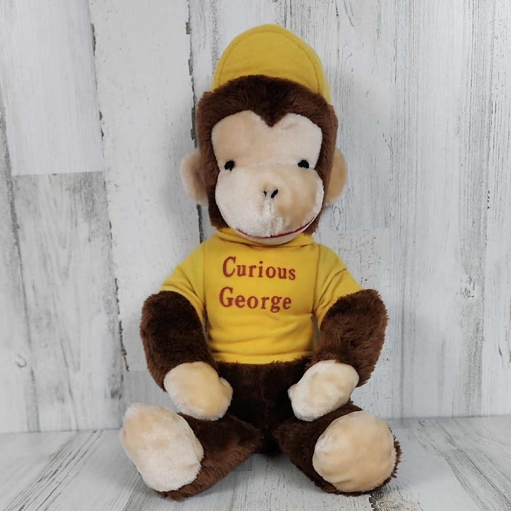 Vintage Curious George Plush Toy Stuffed Animal Yellow Shirt and Hat 20" Long